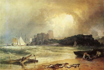  under Oil Painting - Pembroke Caselt South Wales Thunder Storm Approaching landscape Turner